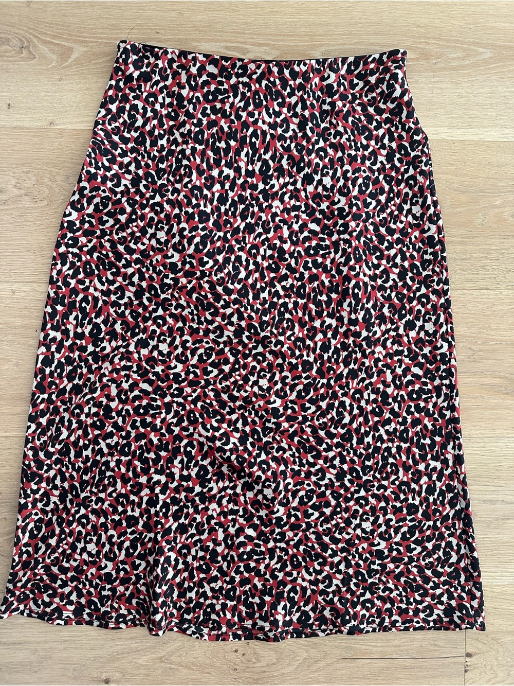 Women’s Red Black Leopard Print Midi slip Skirt
